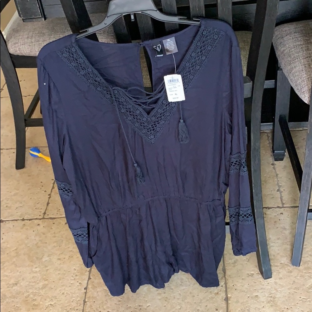 Extra large Blue crochet detail romper